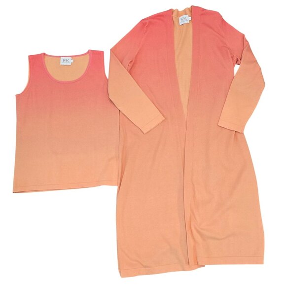 Edinburgh Knitwear Peach Ombre Cardigan & Tank Set Size S Pima Cotton winter set - Picture 1 of 10